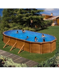Piscina smontabile Gre Pacific Oval Wood Imitation
