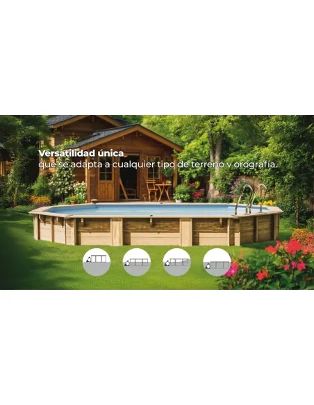 Piscina de madera Gre Sunbay Bambu 2 Ovalada 535x335x136