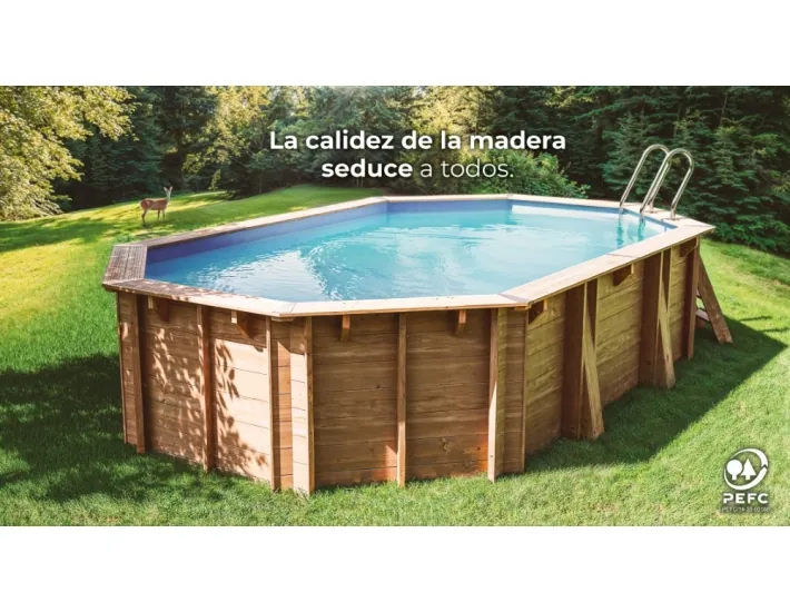 Wooden swimming pool Gre Sunbay Vermela Oval...