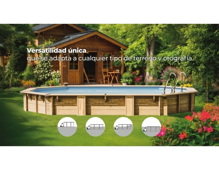 Wooden swimming pool Gre Sunbay Vermela Oval...