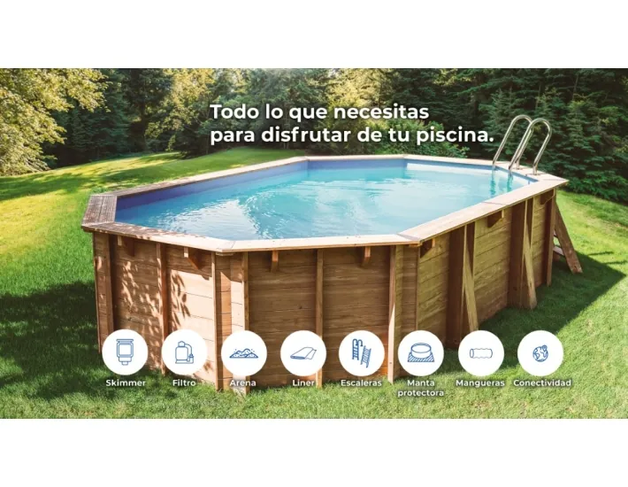 Wooden swimming pool Gre Sunbay Vermela Oval...