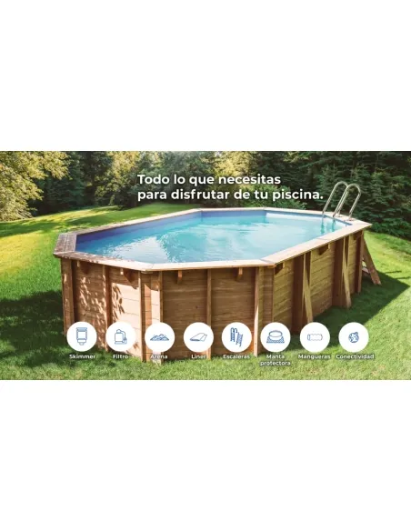 Wooden swimming pool Gre Sunbay Vermela Oval 672x472x146