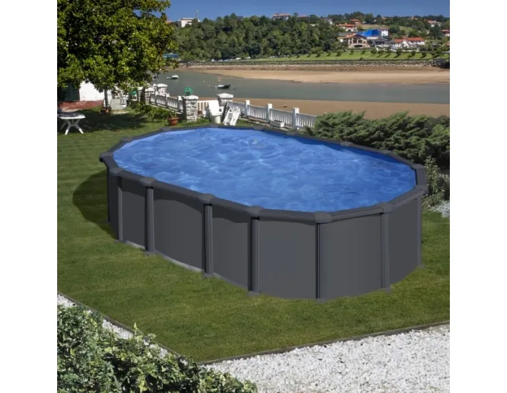 Piscina ovale Gre color antracite senza pali,...