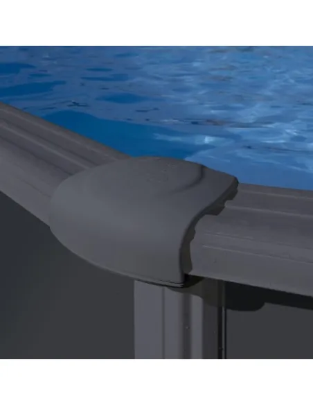 Piscina ovale Gre color antracite senza pali, altezza 132 cm