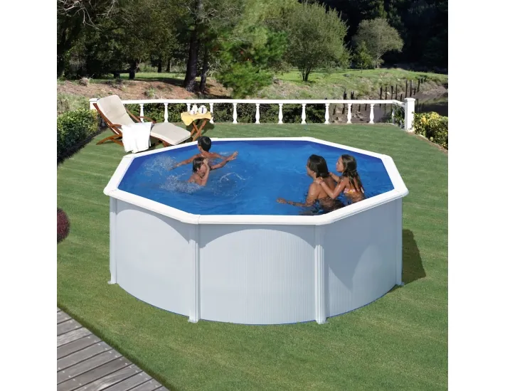 Swimming Pool Gre Fidji Circular Steel Sheet White