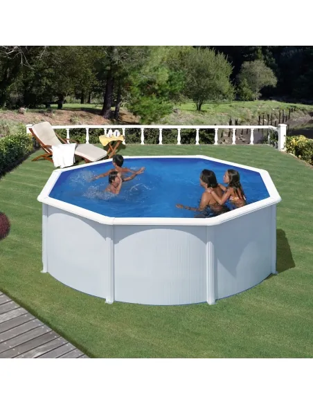 Swimming Pool Gre Fidji Circular Steel Sheet White