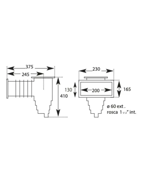 Skimmer Mouth Standard Quadratische Abdeckung Beton Pool QP