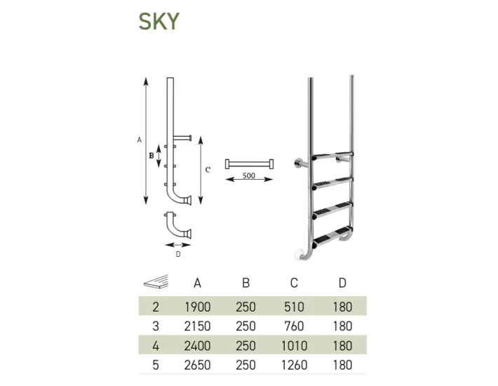 Escada Sky com design elegante em aço...