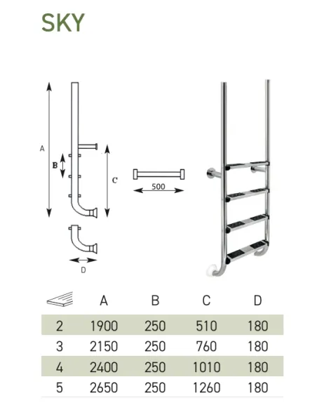 Escada Sky com design elegante em aço inoxidável QP