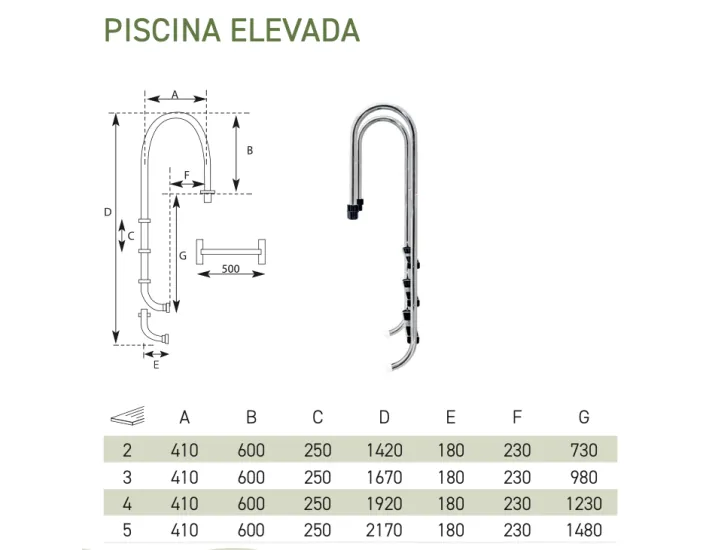 Stainless Steel Elevated Pool Ladder