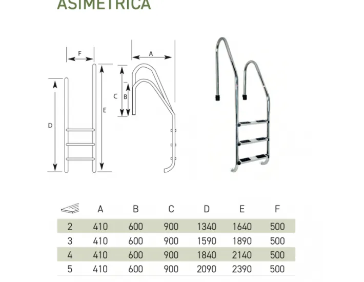 Escalier asymétrique en acier inoxydable QP