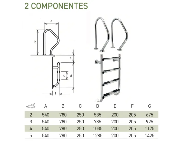 Escalera Partida Acero Inoxidable QP