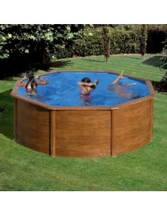 Detachable Swimming Pool Gre Sicilia Circular Wood Imitation