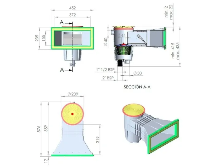 AstralPool Skimmer met mondverlenging Rond...