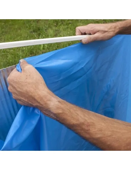 Blauwe Zwembadfolie Gre Cirkelvormig 30/100 - Hoogte 90 - Ophangsysteem Ø350