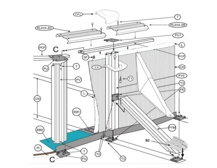 4-delige montageset voor onderprofiel en...