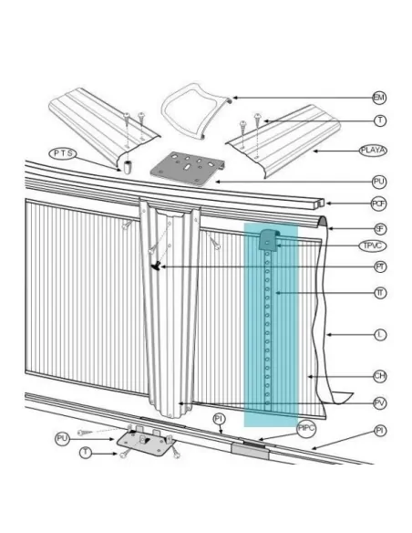 Kit de fecho de piscina Gre A.132Cm KITTTC32P
