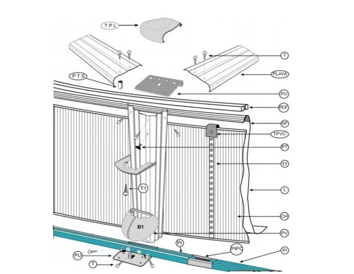 Perfil curvo inferior D.240 Piscina castanha...