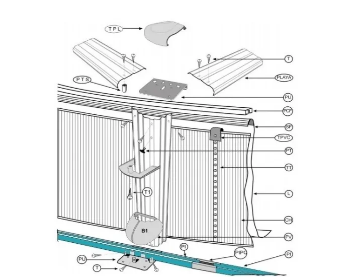 Perfil Curvo Inferior D.300 Marrón Piscina Gre...