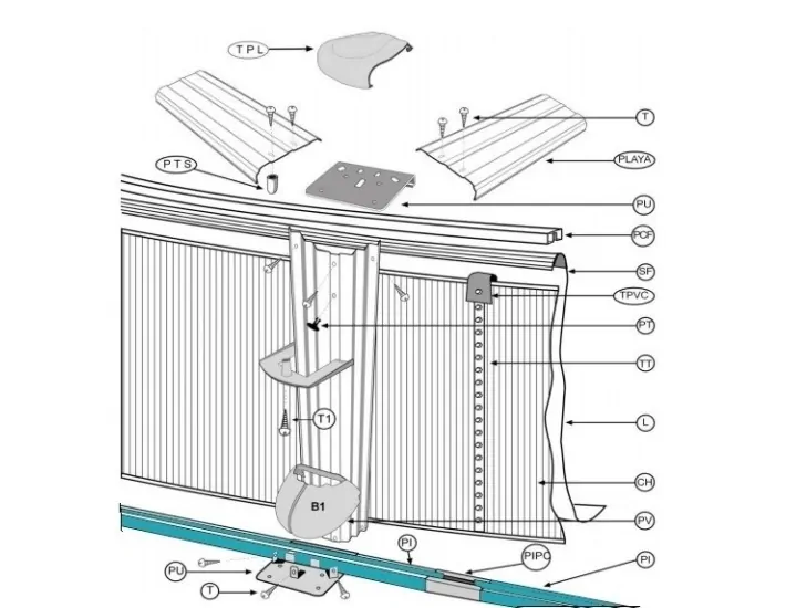 Perfil Curvo Inferior D.350 Castanho Piscina...