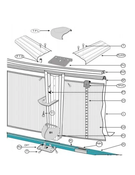 Perfil Curvo Inferior D.350 Castanho Piscina Gre PC3501360WP