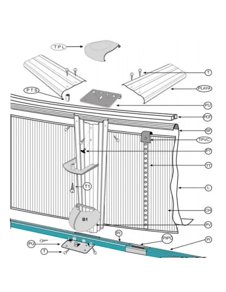 Perfil curvo inferior D.460 Piscina Gre PC4601420WP
