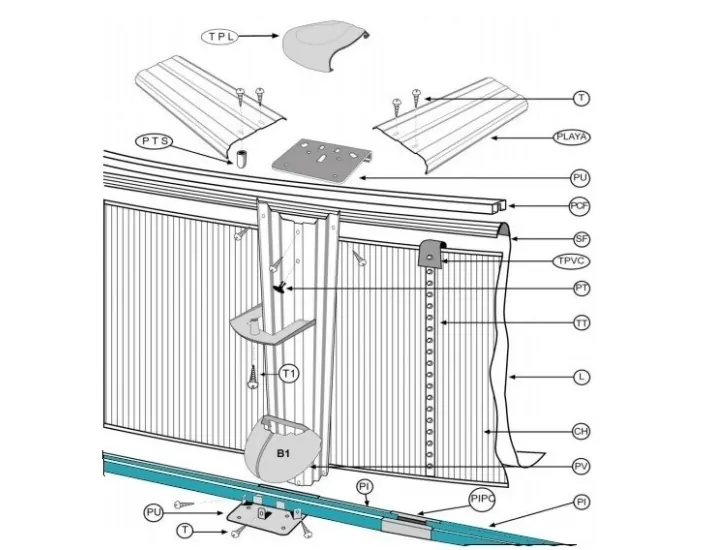 Fundo Perfil Curvo D.640 Castanho Piscina Gre...