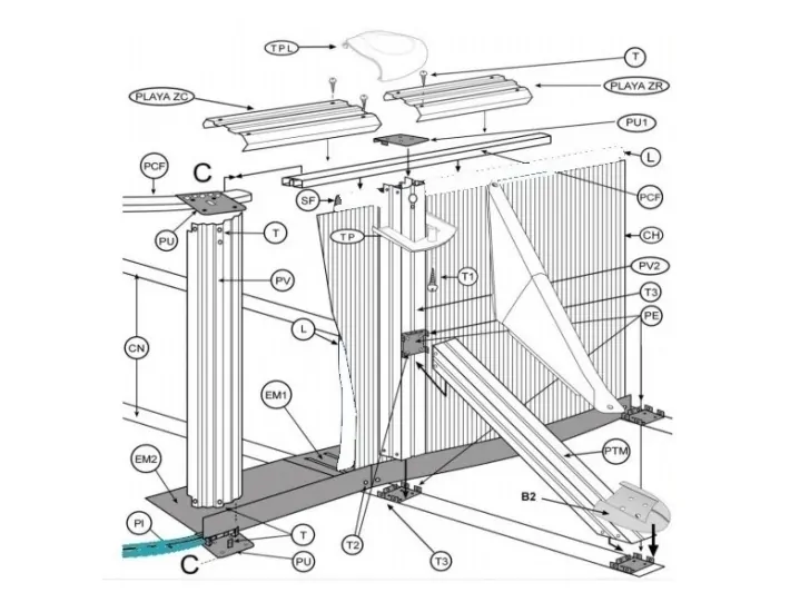 Perfil Inferior PVC Piscina 500 x 300 x 132 Gre...