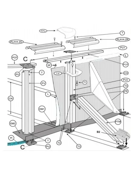 Perfil Inferior PVC Piscina 500 x 300 x 132 Gre Imitación Madera PC300730WP