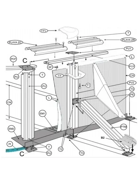 Perfil Inferior PVC Piscina Ovalada Gre Marrón PC4601160WP