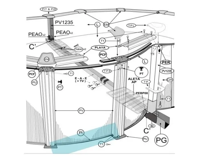 Perfil Inferior Sujeción Chapa Piscina Gre...