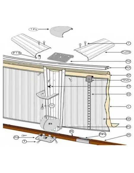 Perfil do fundo da piscina Placa de fixação do perfil Gre KITPROV5 PC300940WP