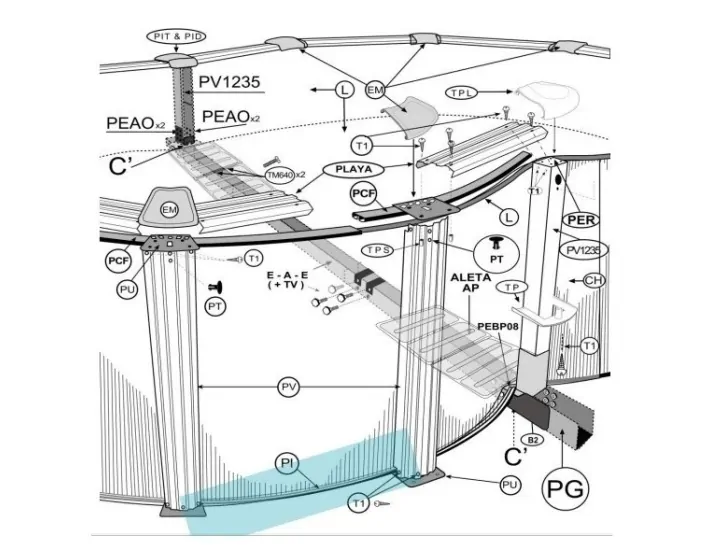 Perfil Inferior Sujeción Chapa Piscina Gre...