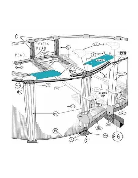 4 Playas 15x54 cm Piscina Gre Imitação de madeira PLYW15040540