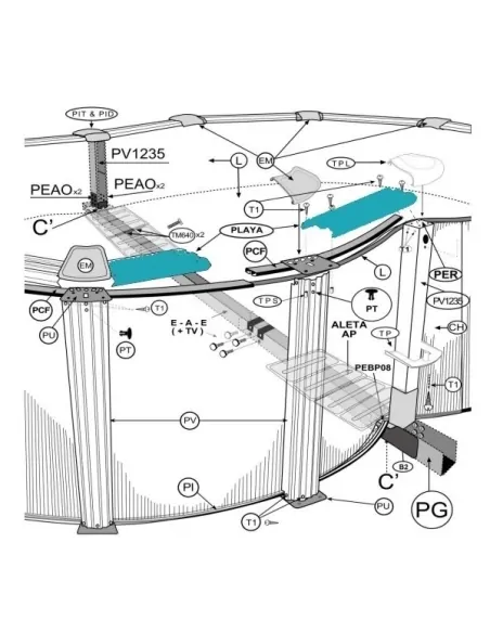 10 Playas 15x91 cm Schwimmbad Gre En Ocho 710x475x120 cm PLY150100910