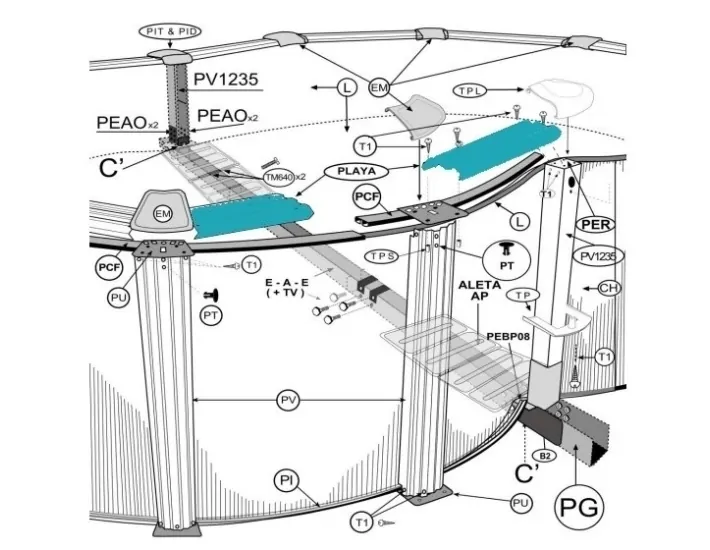 14 Playas 15x91 cm Schwimmbad Gre En Ocho...