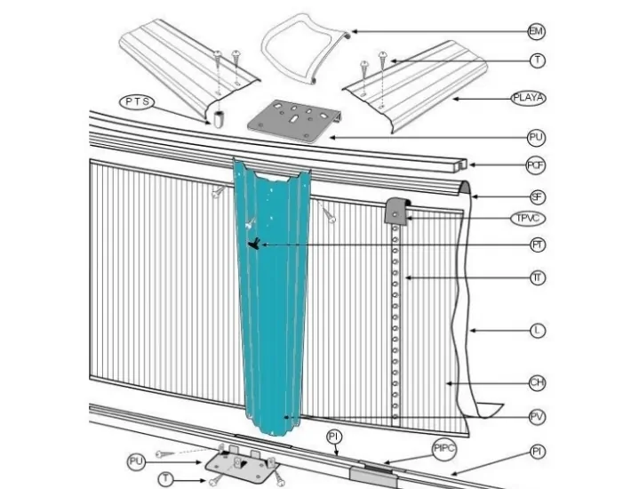 12 Vertical Profiles 12x129,5 cm Swimming Pool...