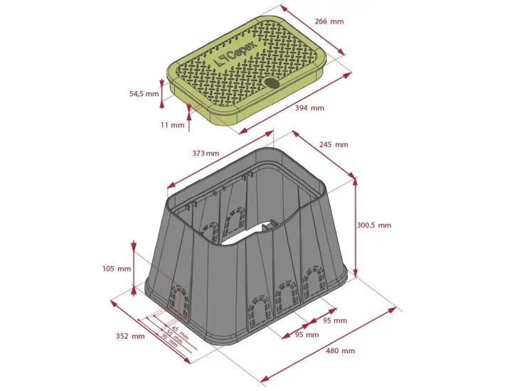Rechteckige Standardbox Cepex mit Schraube