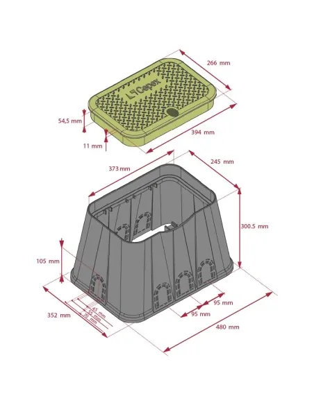 Rechteckige Standardbox Cepex mit Schraube