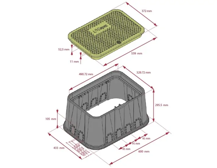 Rechteckiger Einstiegsschacht Cepex mit Schraube