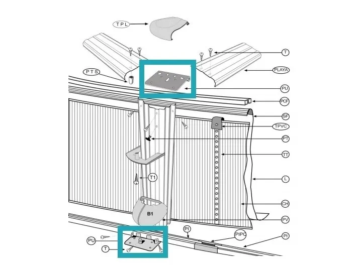 Montagestuk voor onderprofiel en plaat Gre...