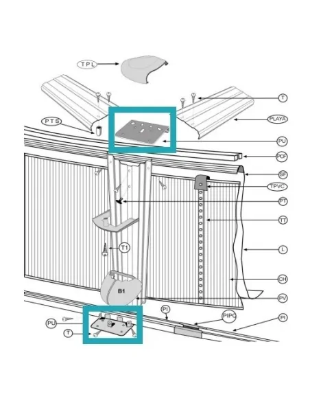 Montagestuk voor onderprofiel en plaat Gre PEREDONDA