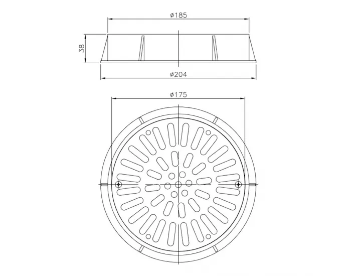 Drainage Grating Ø200 mm in stainless steel...