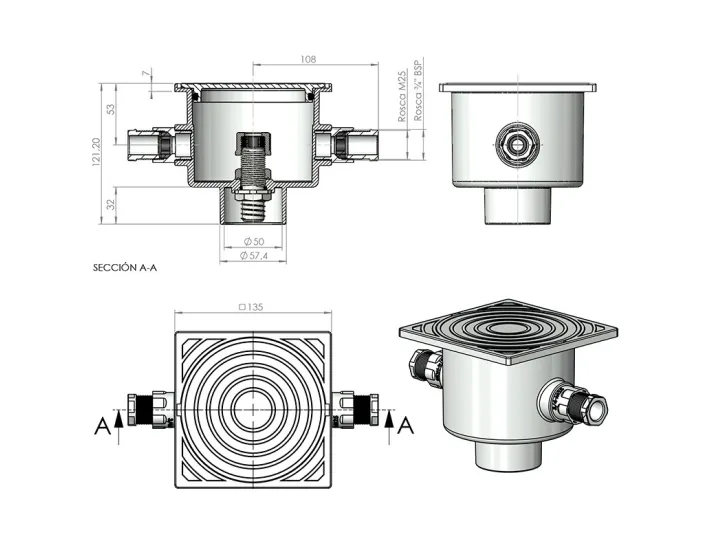 Glue Connection Box Ø50 mm AstralPool