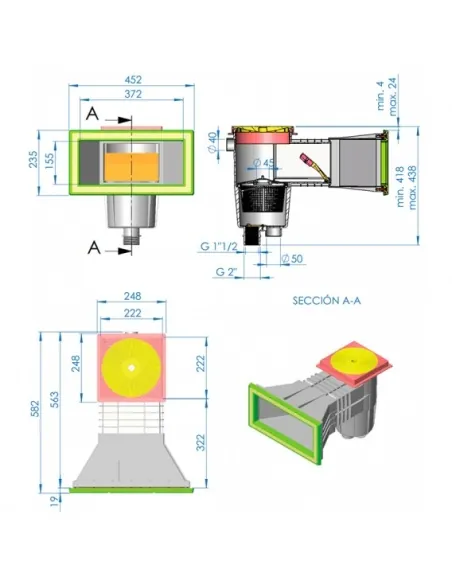 Skimmer mond expansie zwembad met liner en prefab zwembad AstralPool