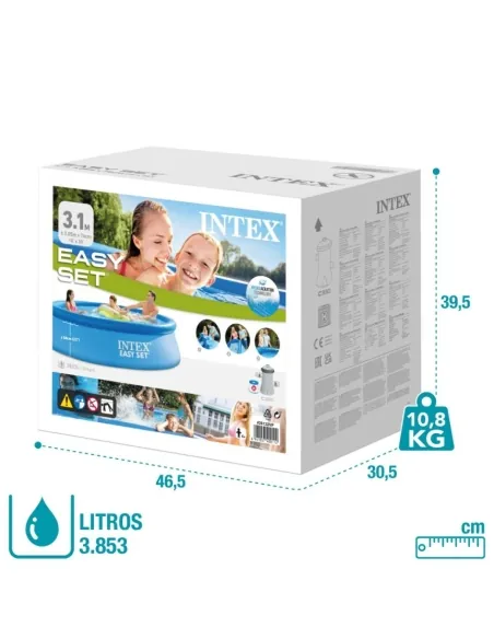 INTEX EASY SET Inflatable Swimming Pool 305X76 w/Scrubber