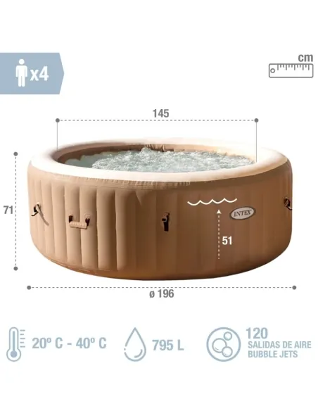 INTEX PureSpa Bubbelmassage Opblaasbare Spa 4p 55074