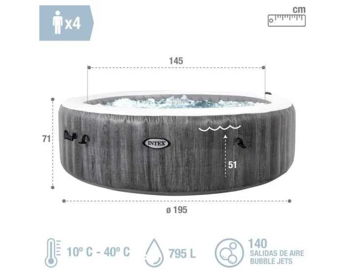 INTEX PureSpa Greywood Deluxe Inflatable Spa 4p...