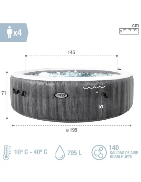 INTEX PureSpa Greywood Deluxe Inflatable Spa 4p 55079