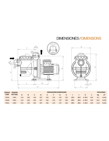 Aquasphere SSP 75M - 100M - 150M Pump